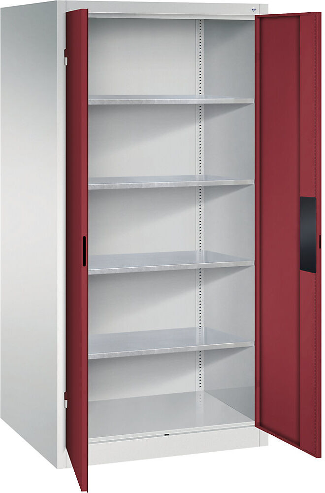 Werkstatt-Schwerlastschrank, Breite 930 mm, Tiefe 800 mm, Tür rubinrot C+P