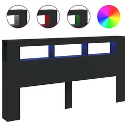 vidaXL LED-Kopfteil Schwarz 200x18,5x103,5 cm Holzwerkstoff