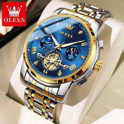 Uplifted Finds OLEVS 2856 Stainless Steel Quartz Mens Watch blue