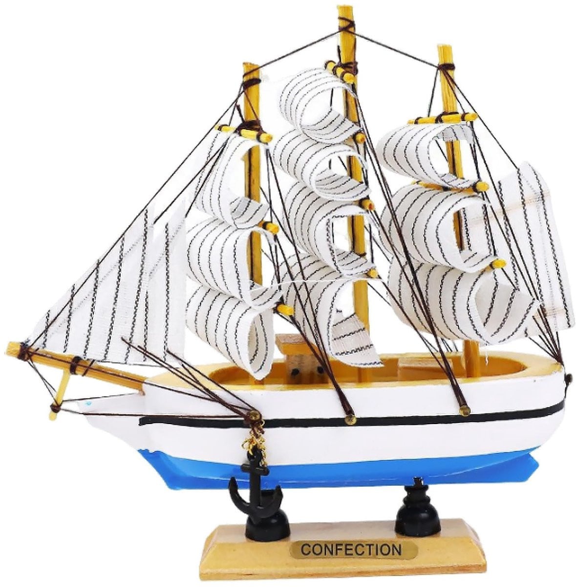 Dailygoody Houten zeilboot model Vintage decoratie 16 cm