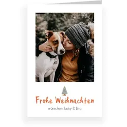 Weihnachtskarte: Tannenbaumgruss mit Foto in Weiß