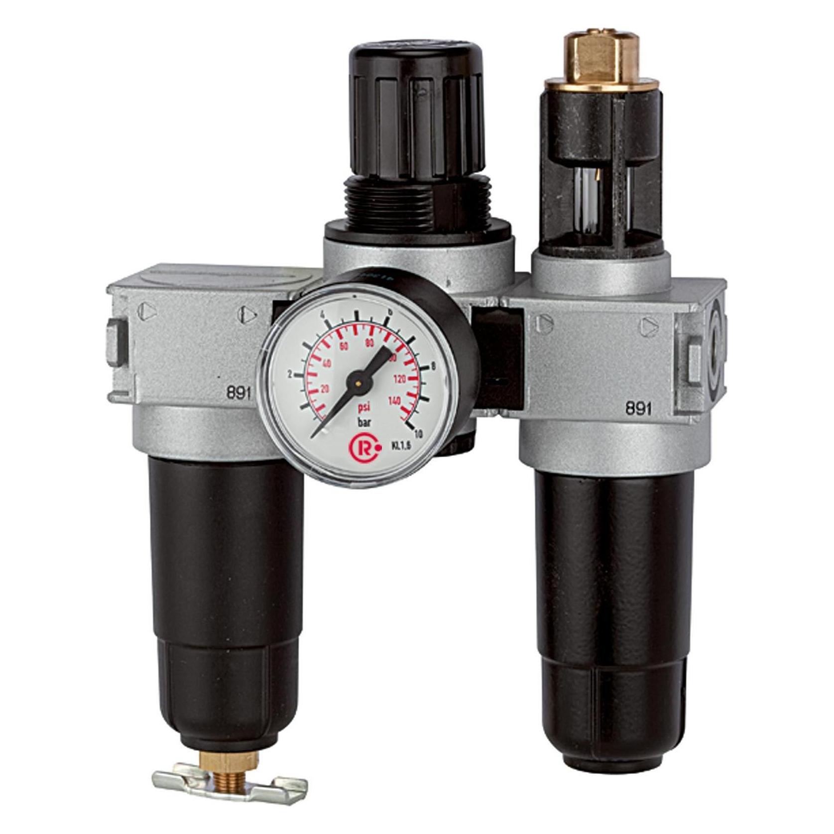 Riegler Wartungseinheit 3-tlg. "multifix-mini", mit Metallbehälter, G 1/4 (FRL 06 M)