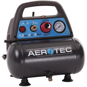 Aerotec Kompressor Airliner 6, 25112011, 78dB(A), 1100W, 230V, 8 bar, ölfrei, mit Druckminderer & Manometer, Kesselinhalt 6L