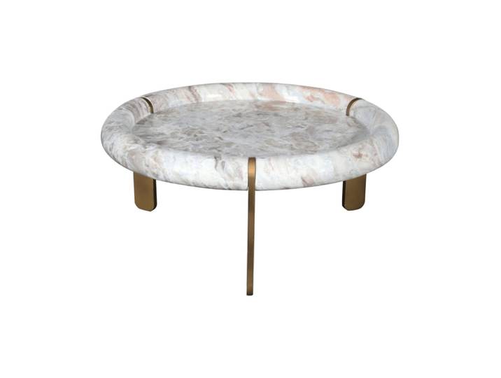 Grande table basse en marbre et métal