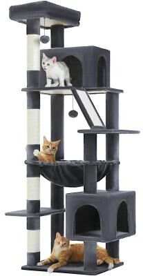 Uplift Essentials Multi Tier Grand Estate Cat Tower For Large Cats navy Blue