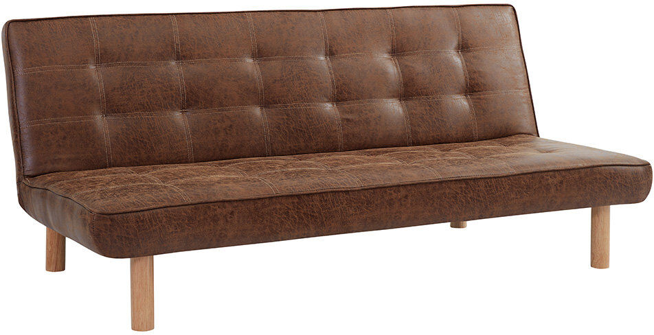 Ebern Designs Beaminster 3 Seater Faux Leather Sleeper Brown 77cm H X 179cm W X 89cm D