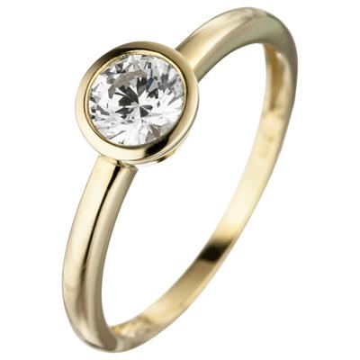 Goldring JOBO Gr. 60, gold (gelbgold 333), Fingerringe, Damen, 60, Gelbgold 333, Goldring, 333 Gold mit Zirkonia