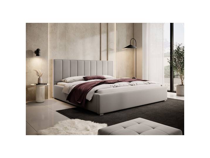 Polsterbett 140x200 cm Rinus grau-beige aus hydrophobem Stoff