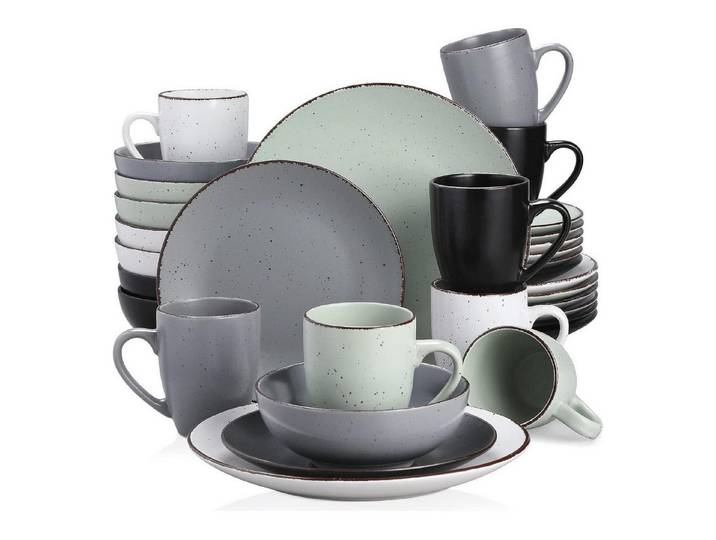 LuxusKollektion Kombiservice Tafelservice Steingut 32teilig Vintage 32tlg Tafelservice Mehrfarbig