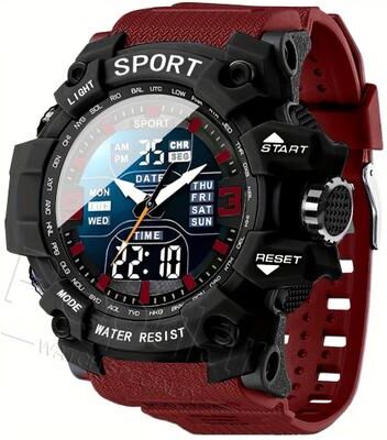 USA Free Shipping Shop Tactical Sports Watch For Men & Women Waterproof Digital Military Watch With LED Light & Alarm red