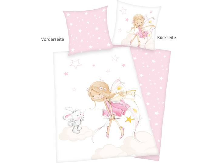 Babybettwäsche BABY BEST Little Fairy , rosa, B/L: 135cm x 200cm, 1 Stk., 1 Stk., Flanell, B/L: 80cm x 80cm, Flanell, Obermaterial: 100% Baumwolle, Bettwäsche, Babybettwäsche, mit niedlichem Feen-Motiv