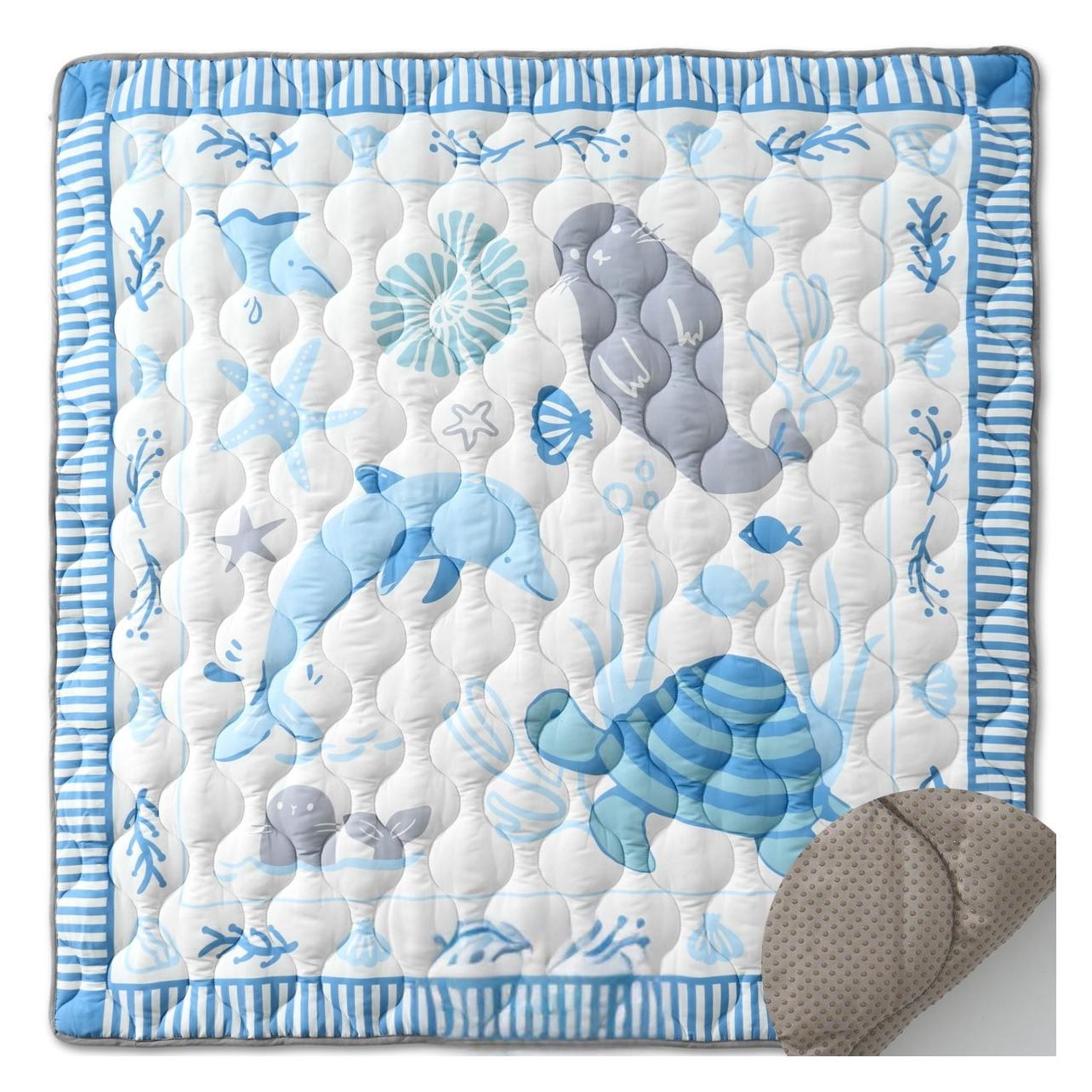 Momcozy Baby-Spielmatte Ozeanblau (127 x 127 cm) (GM017-C900NB-A)