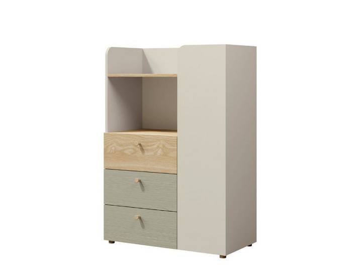 Compleo Kommode mit 3 Schubladen, Kaschmir, Hochkommode SKY (Spielzeugschrank), Spielzeugregal für Kinder, Moderne Kindermöbel fürs Kinderzimmer
