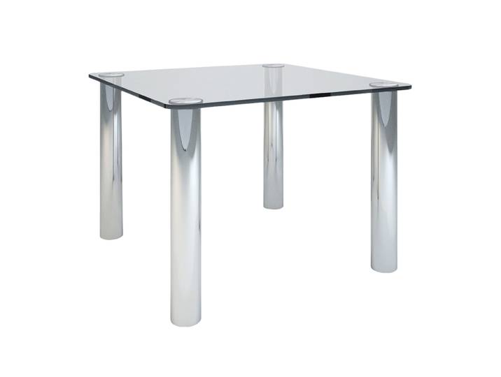 ZANOTTA table MARCUSO 100x100 cm (Transparent - cristal et acier inox)