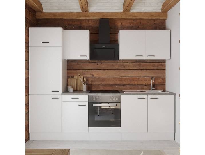 Küchenzeile 270 cm Kombi A 270 x 210 x 60cm Weiß/Weiß ohne Elektrogeräte