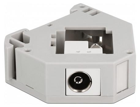 Delock Hutschienenadapter met Keystone-connector IEC-aansluiting naar klemmenblok, grijs en wit