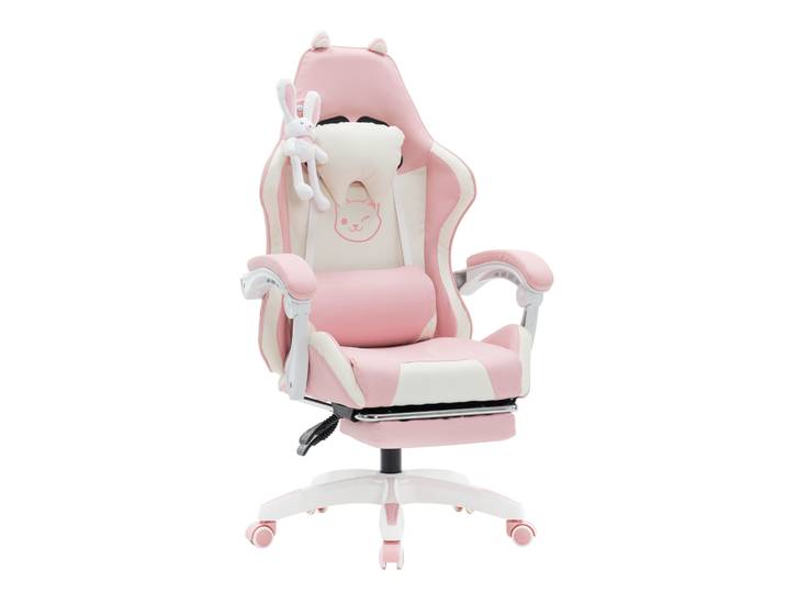 Gamingstuhl Bürostuhl Leder WINIFRED rosa/weiss
