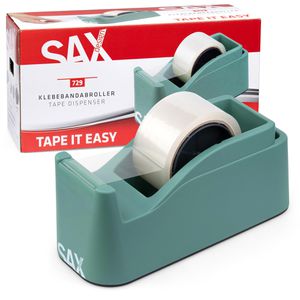Sax Klebebandabroller Tape it easy, 0-729-17, grün, Tischabroller für Klebeband 50mm x 66m