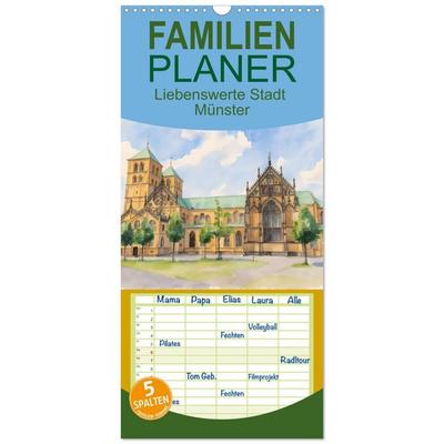 Familienplaner 2027 - Liebenswerte Stadt Münster mit 5 Spalten (Wandkalender, 21 x 45 cm) CALVENDO