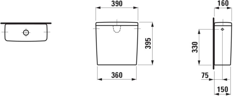 LAUFEN Spülkasten LUA 160x390x395, Wasseranschluss seitlich links oder rechts, manhattan-grau H8270820379721