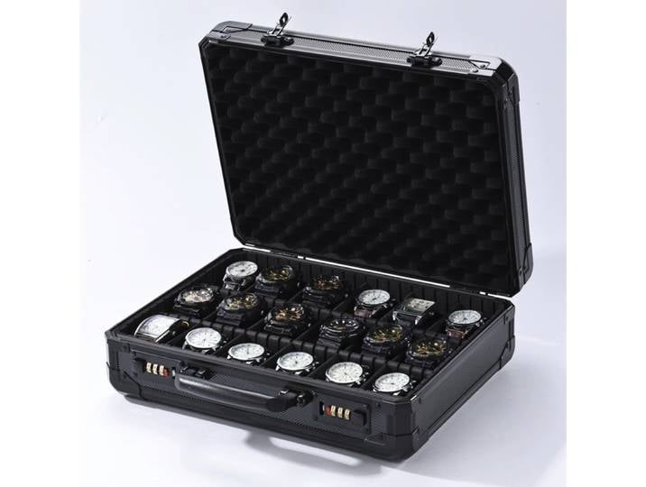 Boîtier de montre en alliage d'aluminium haute résistance – Boîte de présentation et de rangement portable à 18 emplacements avec verrouillage par mot de passe