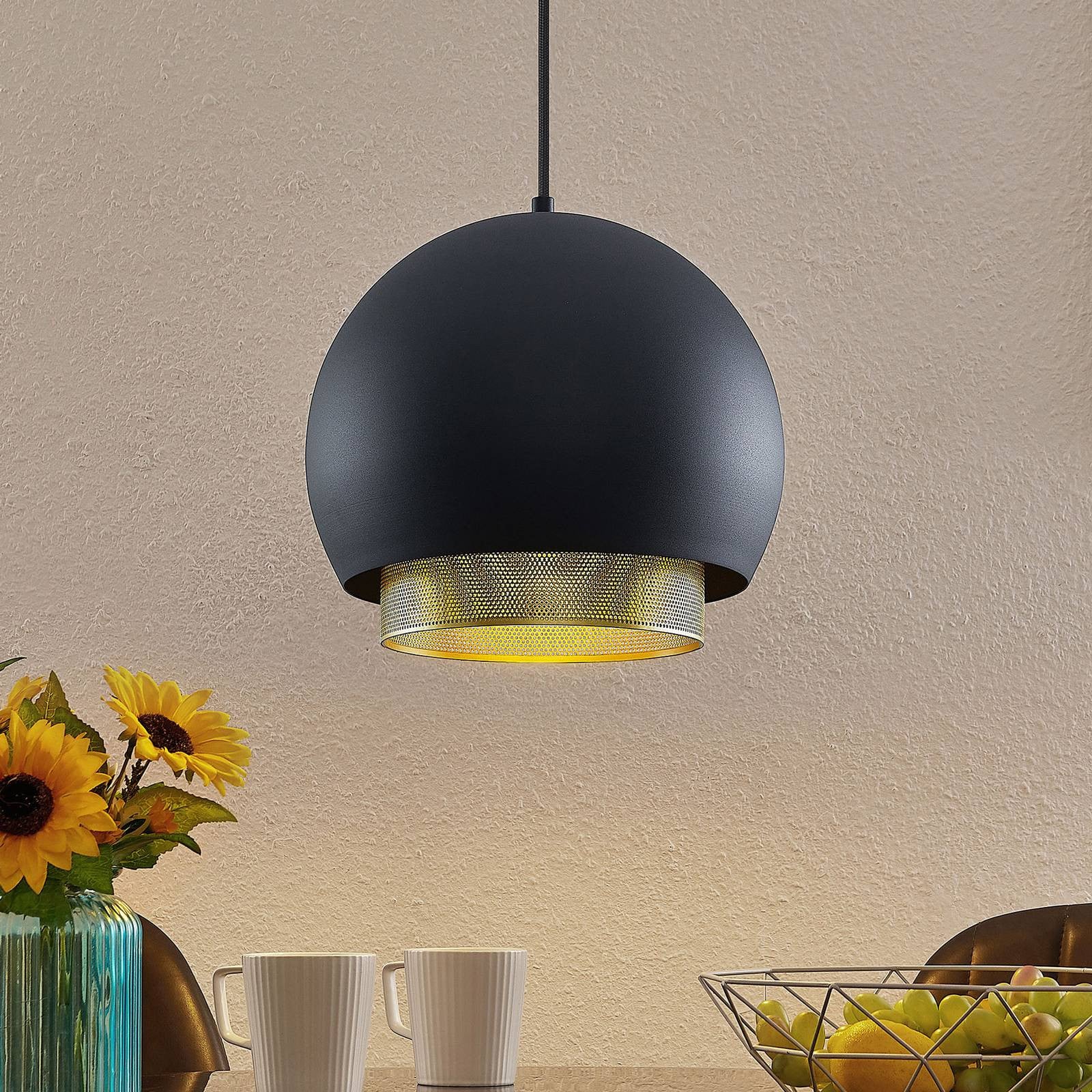 Lucande Design Hanglamp Sivaniel, Zwart, Metaal, Dimbaar