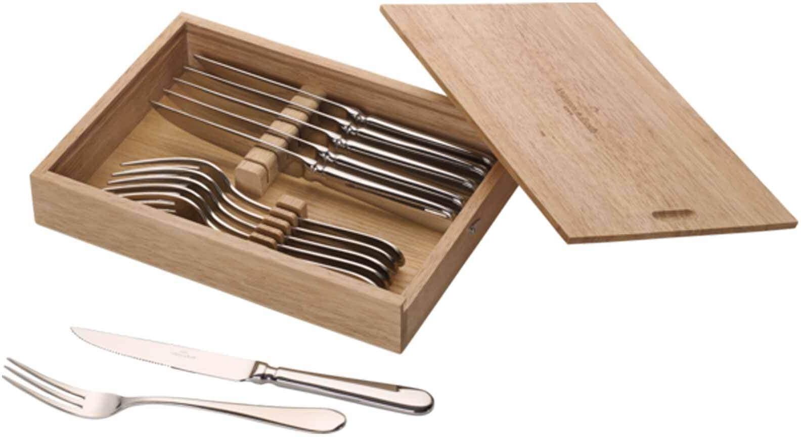 Besteck-Set VILLEROY & BOCH "Steakbesteck Oscar 12er Set silber", silber, Essbesteck-Sets, Besteck-Set