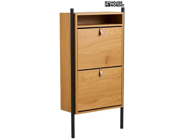 Schuhmöbel HOUSE NORDIC BARCO 9 Paar Schuhe 2 Türen 2 Klappen natürliches holz