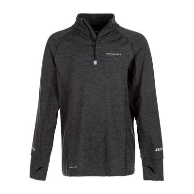 Funktionsshirt ENDURANCE "LYLE JR.", Jungen, Gr. 128, schwarz (schwarz, meliert), 88% Polyester, 12% Elasthan, meliert, normal, hoch geschlossener Ausschnitt, Shirts Funktionsshirt, mit innovativer Quick Dry-Technologie