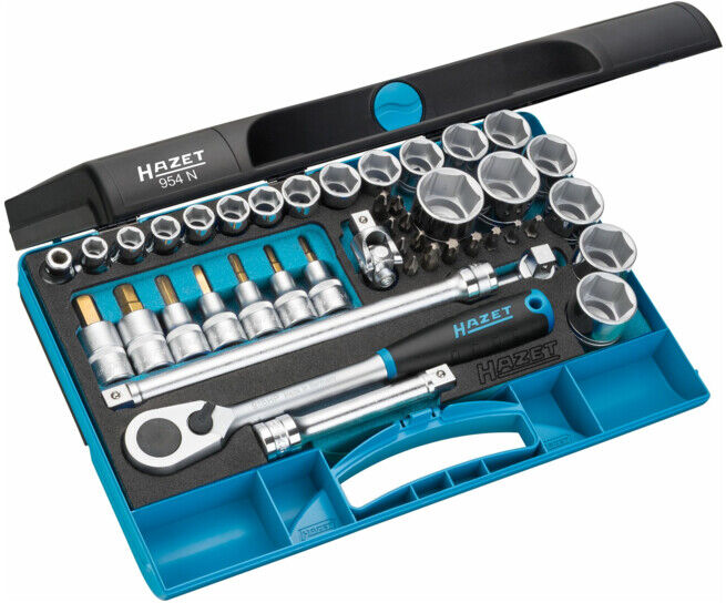 HAZET Jeu de clés à douilles 954N ∙ Carré creux 12,5 mm (1/2 pouce) ∙ Profil Traction à 6 pans extérieurs, Profil Pozidriv PZ, Profil Phillips PH, Profil à (954N)