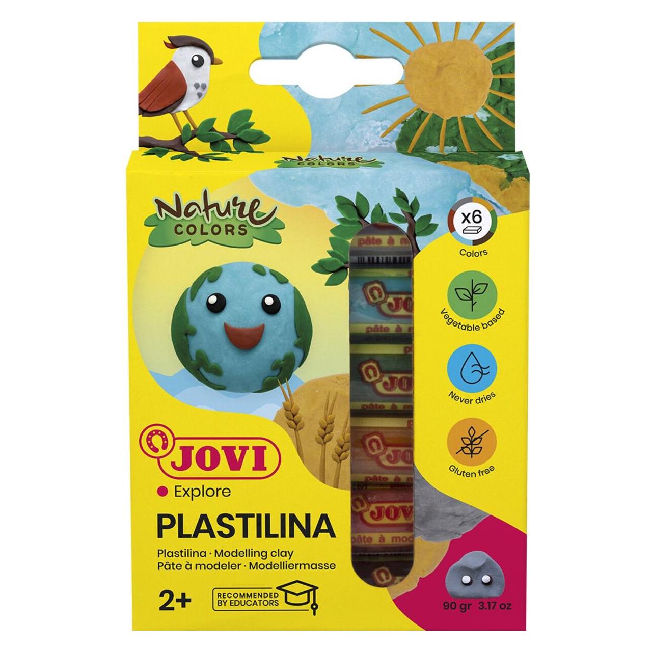 Jovi Knete PLASTILINA farbsortiert, 6 Farben je 15,0 g (90/6N)