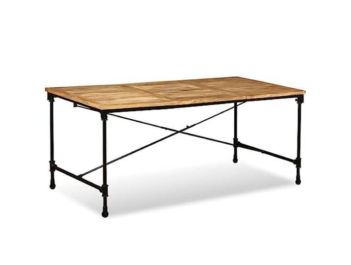 Fisinber Esstisch Massivholz Mango 180x90 cm Industriestil mit Rollen Massiver Küchentisch aus Mangoholz und Stahl mit Gusseisenrollen für Küche und Esszimmer im schicken Vintage Design.