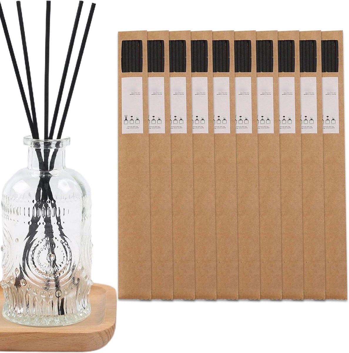 Geurverspreider Stokken - 60 stuks Zwarte Rotan Diffusor Stokken - 23 cm
