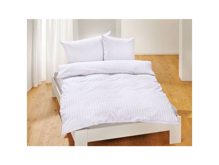 Bio-Satin-Bettwäsche uni gestreift – Duvetbezug – 240x240 cm