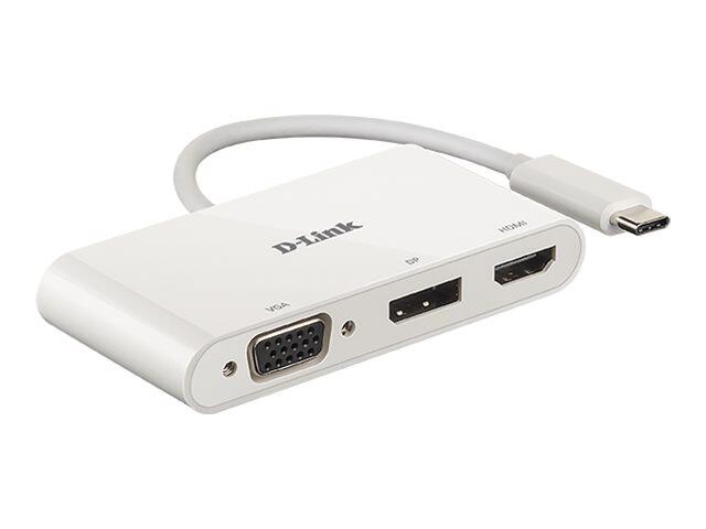 D-Link DUB-V310, 3-In-1 USB-C Video Adapter mit HDMI, DisplayPort & VGA