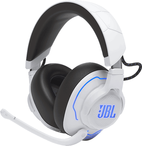 Auriculares gaming - JBL Quantum 910P Console Wireless, Para PlayStation, Inalámbrico, Cancelación de Ruido Activa, Micrófono, Blanco y Azul