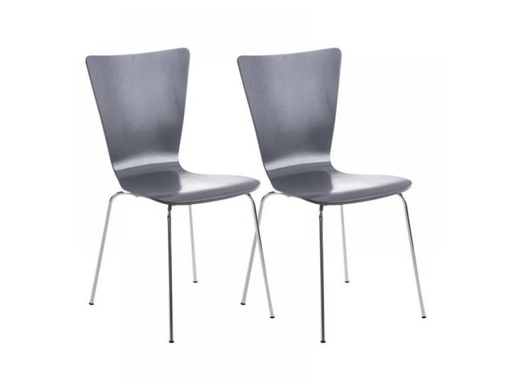 CLP Besucherstuhl 2er Set Holz grau, Grau, Metall, 43x84x50 cm, Büromöbel, Bürostühle, Besucherstühle