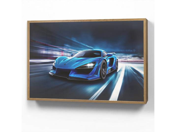 OnlyWow Wandleuchte MIT Akku Auto - Blau - Jungen - Kind 100x70 cm, Rechteckig, LED integrated, 100x70x8 cm, Lampen & Leuchten, Innenbeleuchtung, Wandleuchten