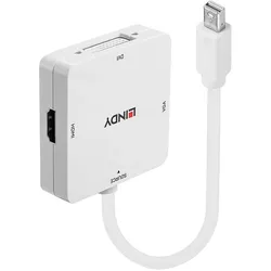 Lindy Mini-DP 1.2 an HDMI 4K30/DVI/VGA Adapter (HDMI, VGA), Video Adapter, Weiss