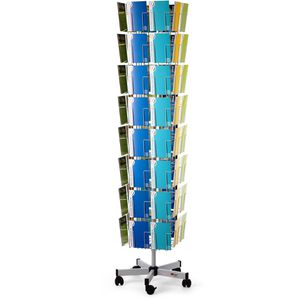 Fluhr Prospekthalter KK 64, drehbar, silber, Prospektständer, Metall, mit Rollen, 64 x B6