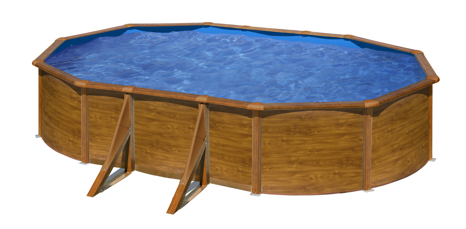 GRE Ovaalvormig stalen zwembad met houtlook KIT500W, B/D/H: 500 x 300 x 120 cm
