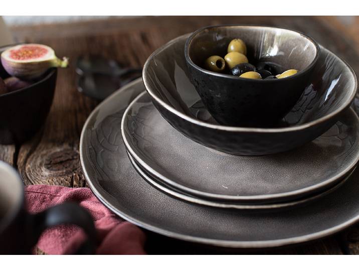 Kombiservice Niara Organic 16-teilig Schwarz/Rot/Schwarz/Braun