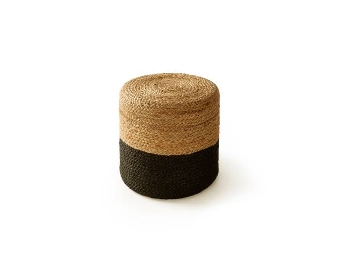 Pouf en jute fait main marron clair/noir 40x40x40