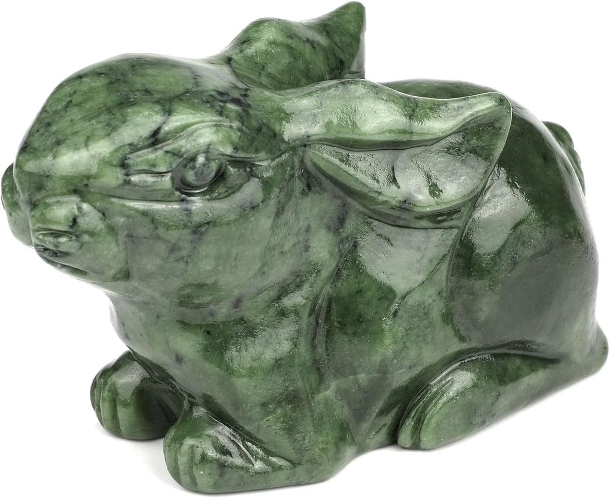 Dailygoods Handgesneden Jade Standbeeld - Natuurlijk Dierenbeeldje voor Woondecoratie - 10 cm