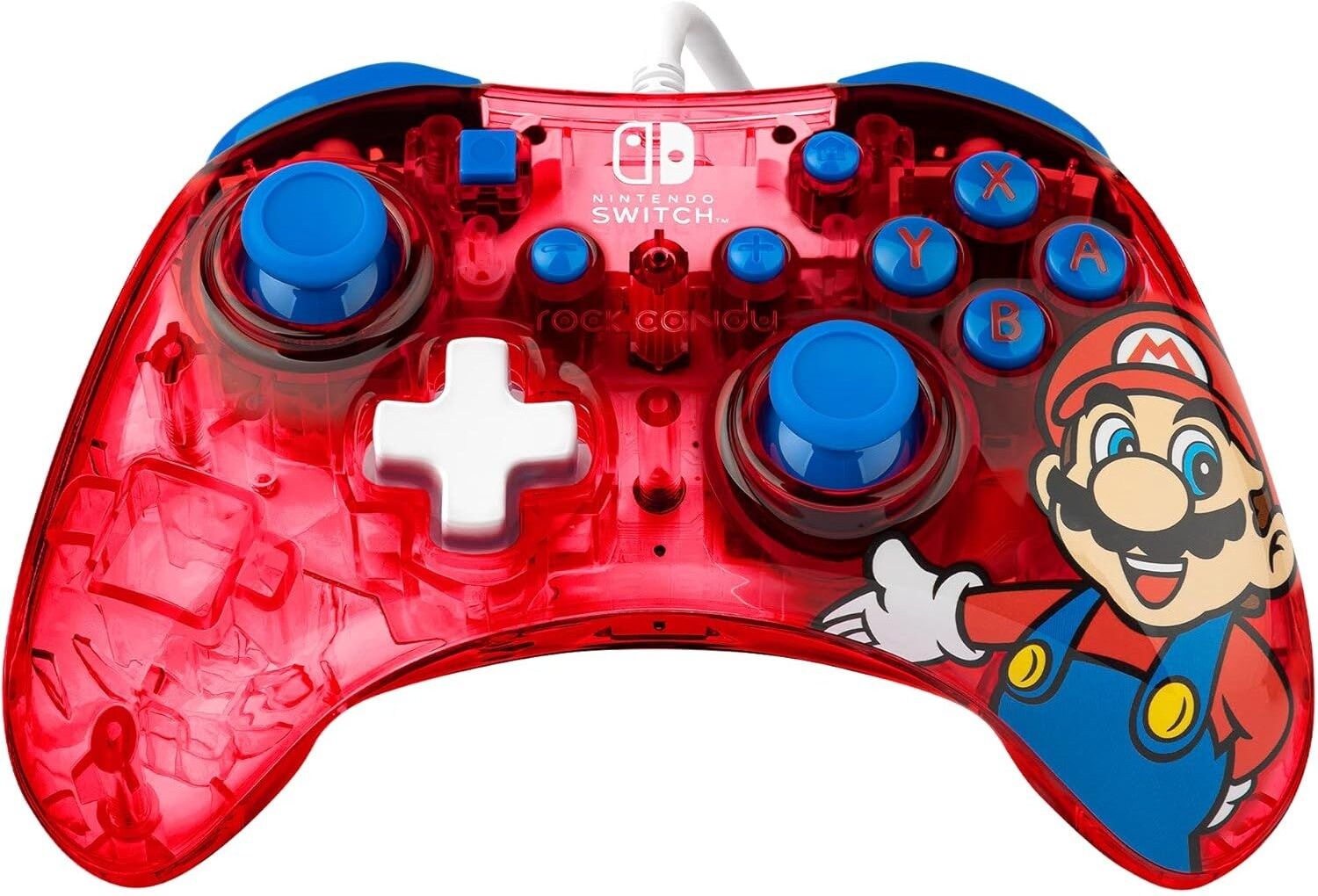 PDP Rock Candy Mario Punch Wired Controller for Nintendo Switch - Official Nintendo Licensed Wired USB Controller with Red and Blue Design