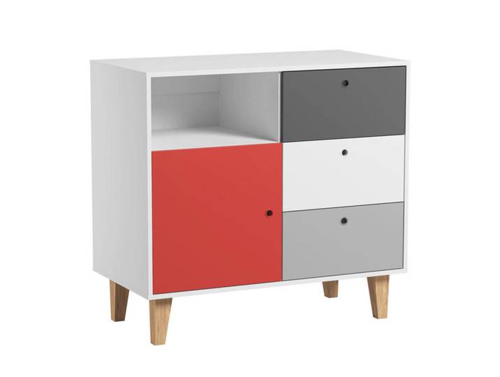 Petits-meubles Kinderkommode rot, Rot, 103.5x96.5x55 cm, Babymöbel & Kindermöbel, Babyzimmer, Wickelkommoden & Zubehör, Wickelkommoden