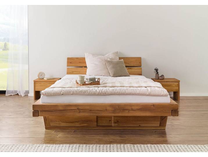 Bett mit Schubladen Eiche 200x200x87 natur geölt BREGENZ #112