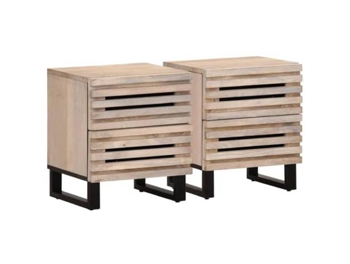 HEFZGDB Nachttische 2 STK. 40x34x46 cm Gebleichtes Massivholz Mango mit 2 Schubladen Stauraum für Wohnzimmer und Schlafzimmer Dekoration