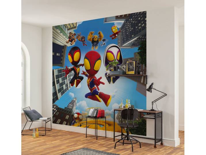 Kindertapete KOMAR Marvel Spidey and His Amazing Friends Web Spinners , bunt, B:250m H:250m, Vlies, Tapeten, Kindertapete