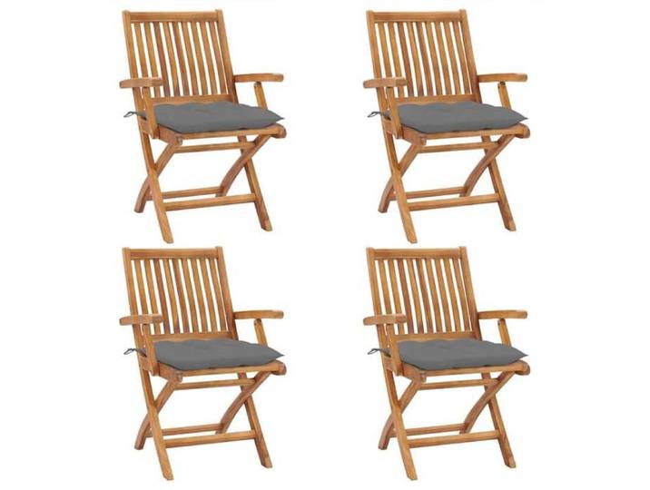 Maison Exclusive - Chaises pliantes avec coussins 4 pièces en teck massif